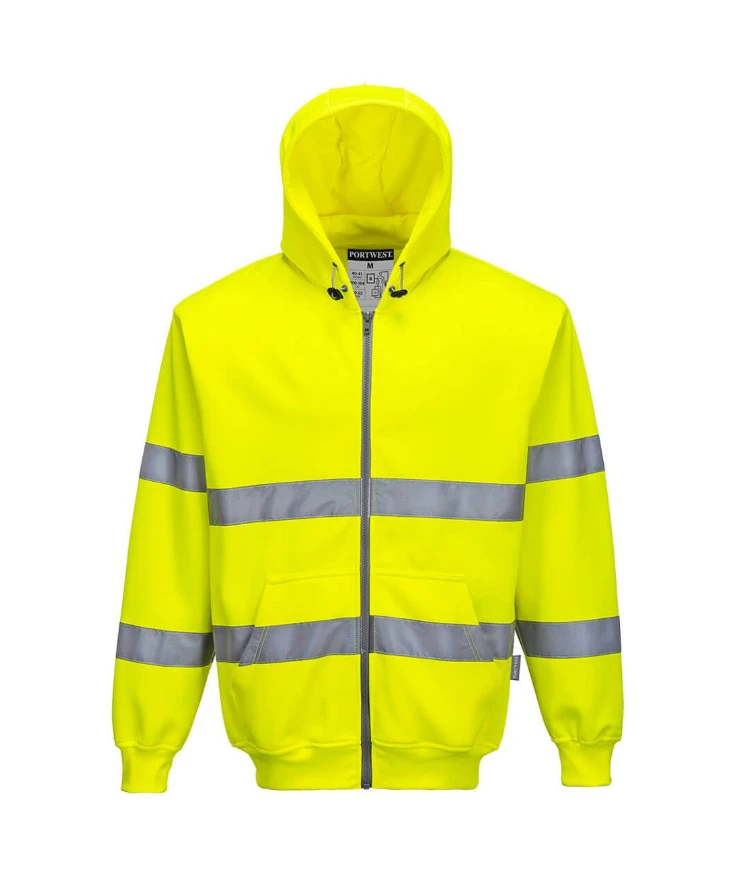 Yellow Hi Vis Zip Front Hoodie