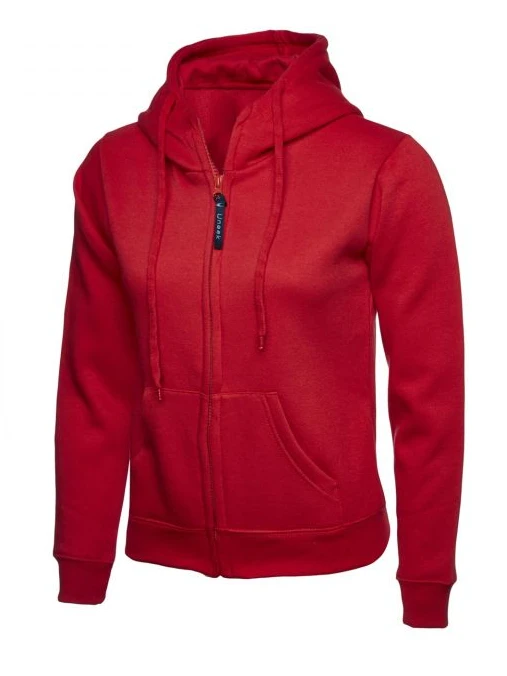 Red Ladies Full Zip Hoodie